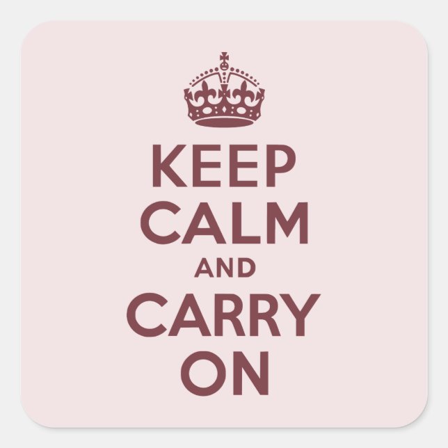Wine Keep Calm and Carry On Square Sticker (Front)