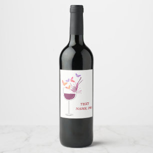 WINE LABEL - butterfly, red wine