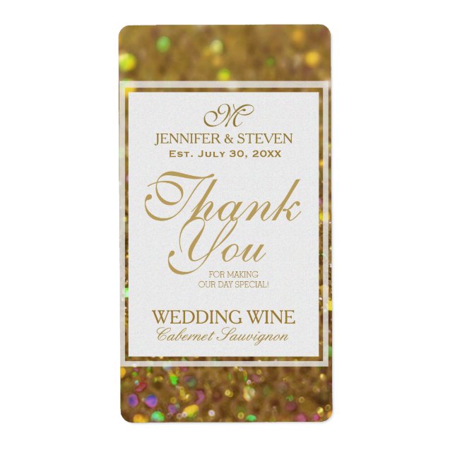 Wine Label Faux Gold Glitter (Front)
