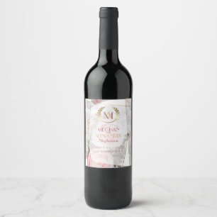 Wine Label Modern Geometric Pink Roses