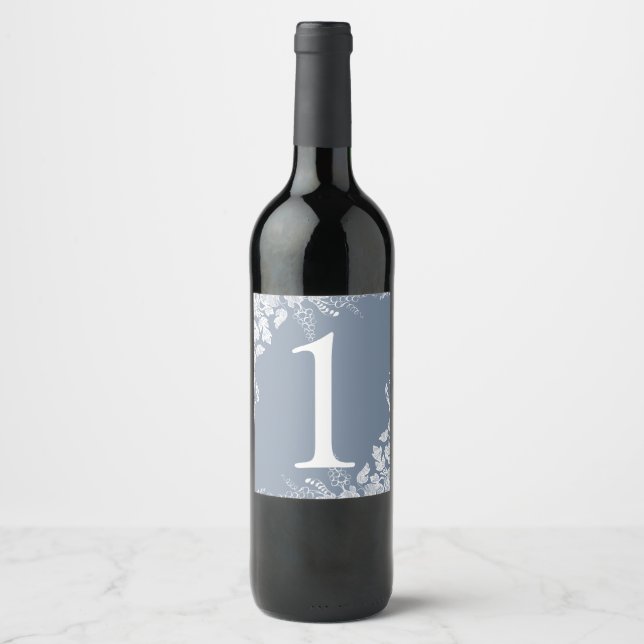 Wine Label Table Number | Vineyard (Dusty Blue) (Front)