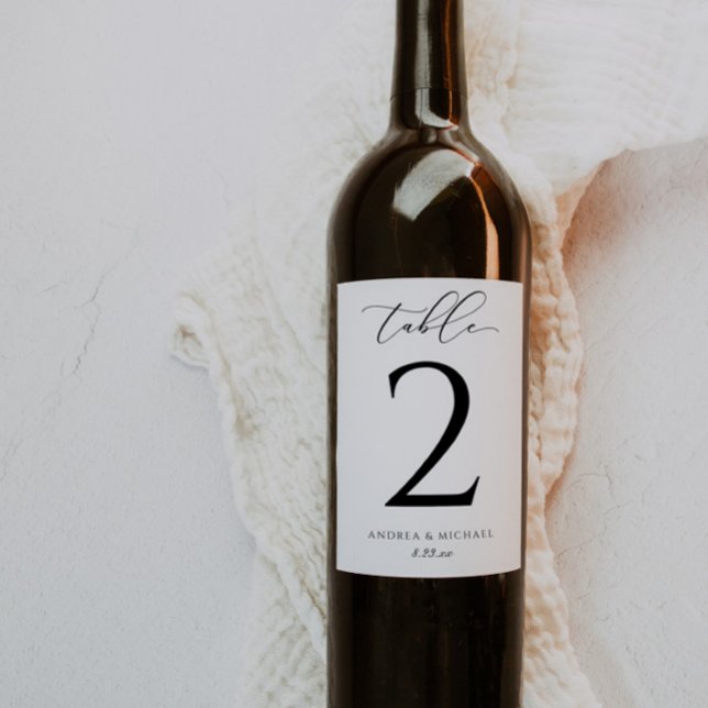 Wine Label Table Numbers Luxury Script Wedding (Creator Uploaded)