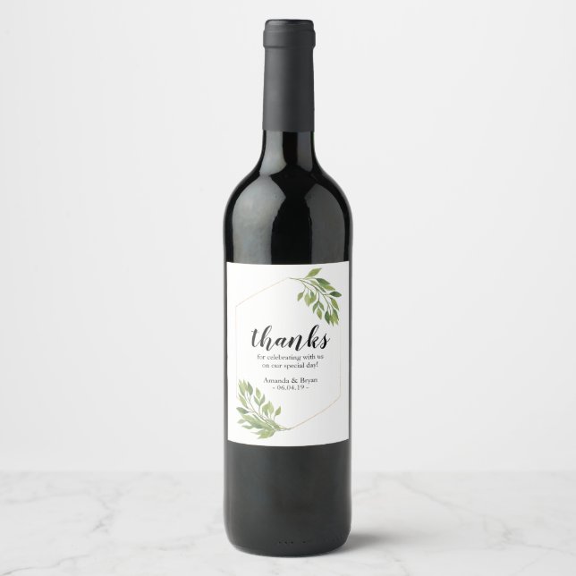 Wine label wedding favour idea greenery (Front)