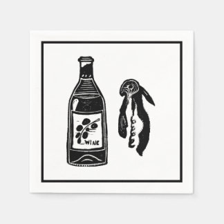 Wine Linocut Cocktail Party Napkins