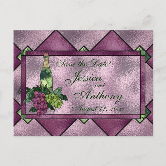 Wine Love Save the Date Announcement Postcard (Front)
