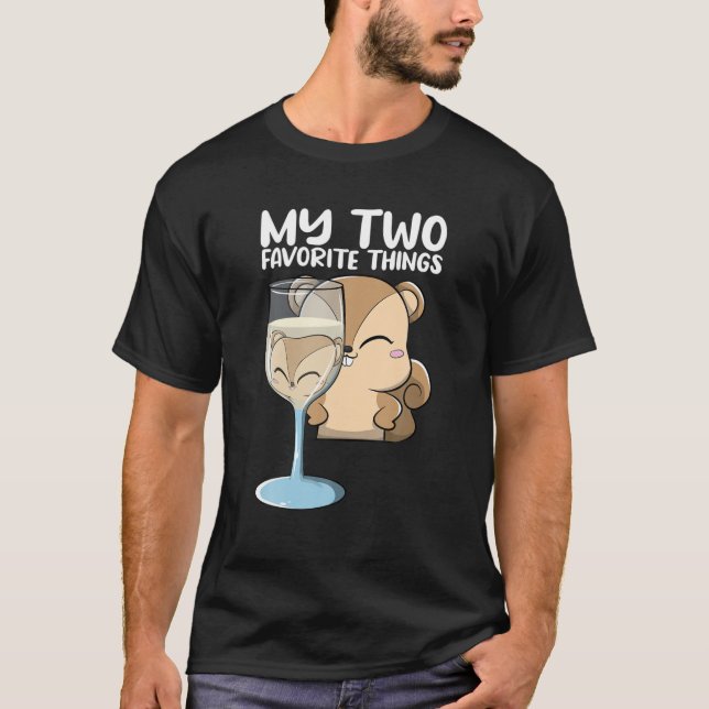 Wine Lover And Cute Squirrel Cute Alcohol Reflecti T-Shirt (Front)