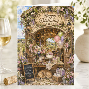 Wine Lover Birthday Vineyard Spring Birthday Card