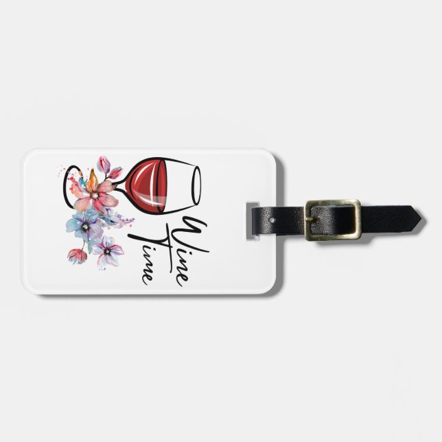 wine lover , editable luggage tag (Front Horizontal)