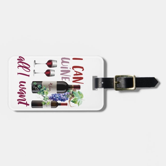 wine lover , editable luggage tag (Front Horizontal)