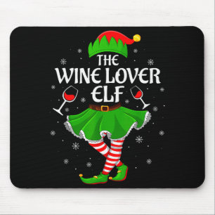 Wine Lover Elf Christmas Family Girls Women Elf Sq Mouse Pad