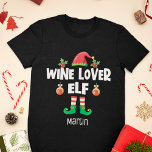 Wine lover elf Christmas family outfit name T-Shirt<br><div class="desc">Get into the holiday spirit with this fun Wine Lover elf t-shirt which is part of a matching family elf outfit collection containing gifts for any member of the family. Perfect for any Christmas family reunion, this t-shirt features a cute elf hat and fun legs, with the caption "Wine Lover...</div>