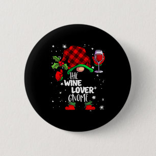 Wine Lover Gnome Red Buffalo Plaid Matching Family 2 Inch Round Button