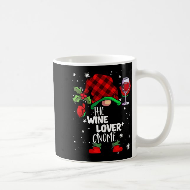 Wine Lover Gnome Red Buffalo Plaid Matching Family Coffee Mug (Right)