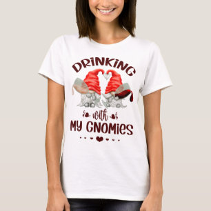 Wine Lover Gnomes Drinking With My Gnomies Funny G T-Shirt