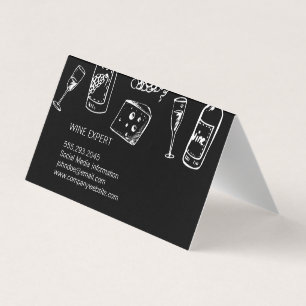Wine Lover Marble Black Colour Block Business Card