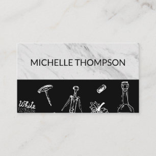 Wine Lover Marble Black Colour Block Business Card