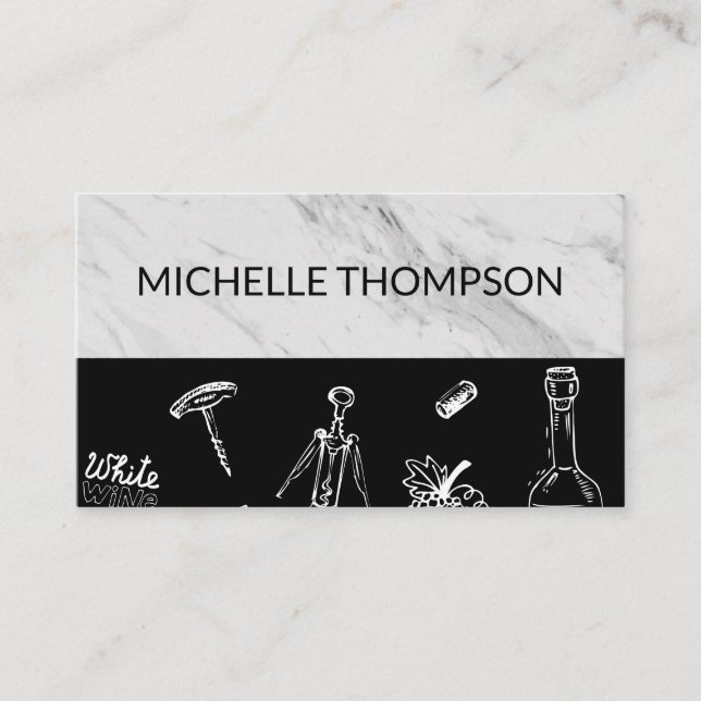 Wine Lover Marble Black Colour Block Business Card (Front)
