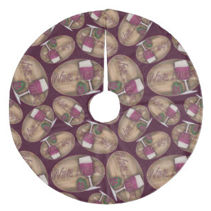 Wine Lover on Wood Oval Fleece Tree Skirt