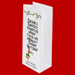Wine Lover Reindeer Names Funny Christmas  Gift Bag