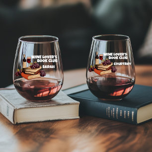 Wine Lover’s Book Club with Personalized Names Stemless Wine Glass