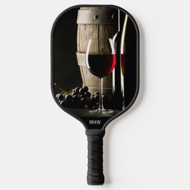 Wine Lover's custom monogram Pickleball Paddle (Front)
