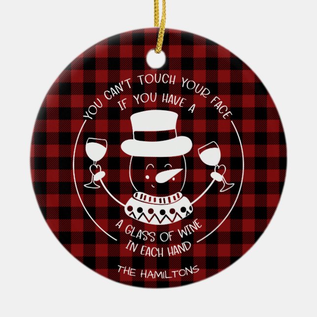 Wine Lovers Funny 2020 Covid Pandemic Christmas Ceramic Ornament (Front)