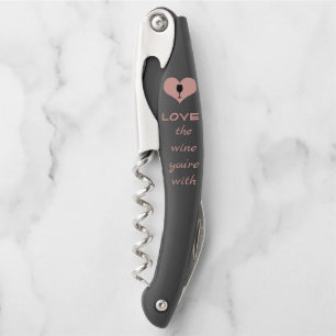 Wine Lovers Quote Pink and Black Personalised Corkscrew