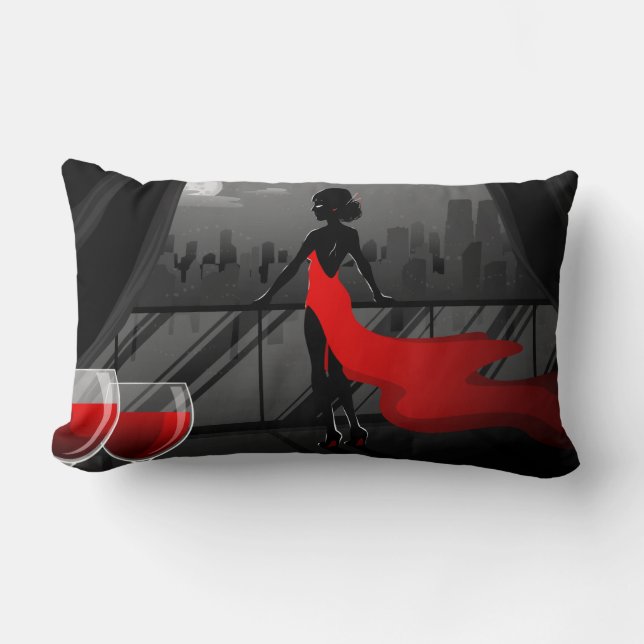 _wine lumbar pillow (Front)
