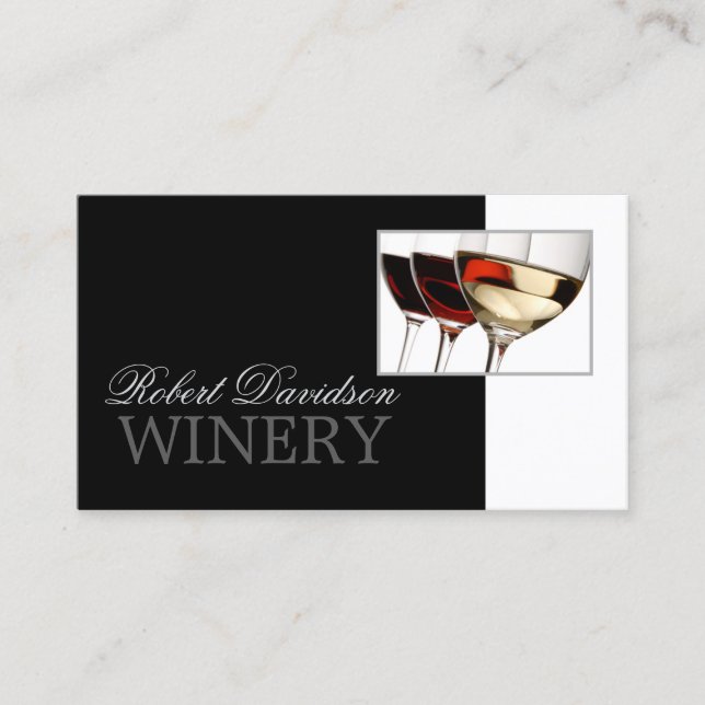 Wine Maker Sommelier Winery Black & White Card (Front)