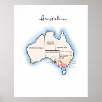 Wine map of Australia Poster