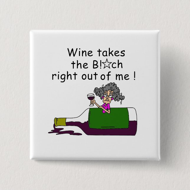 Wine Mellows Me 2 Inch Square Button (Front)