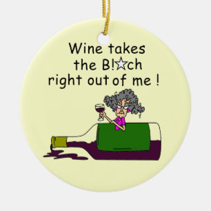 Wine Mellows Me Ceramic Ornament