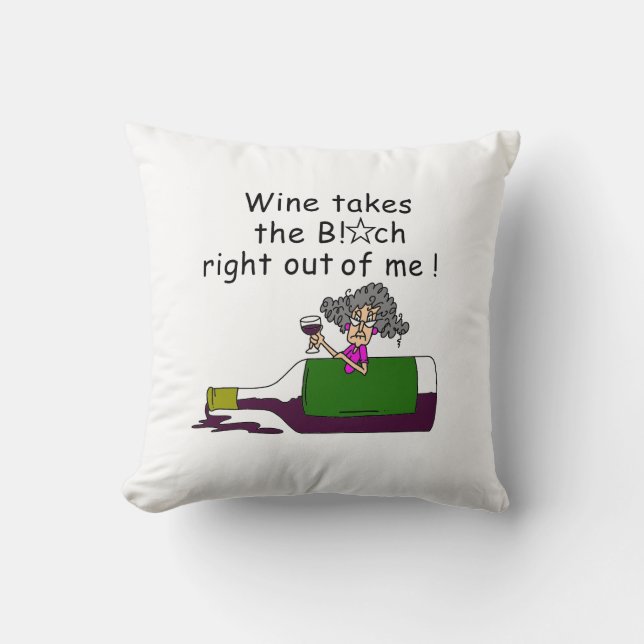 Wine Mellows Me Throw Pillow (Front)
