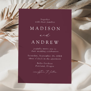 Wine Modern Elegance Wedding Invitation