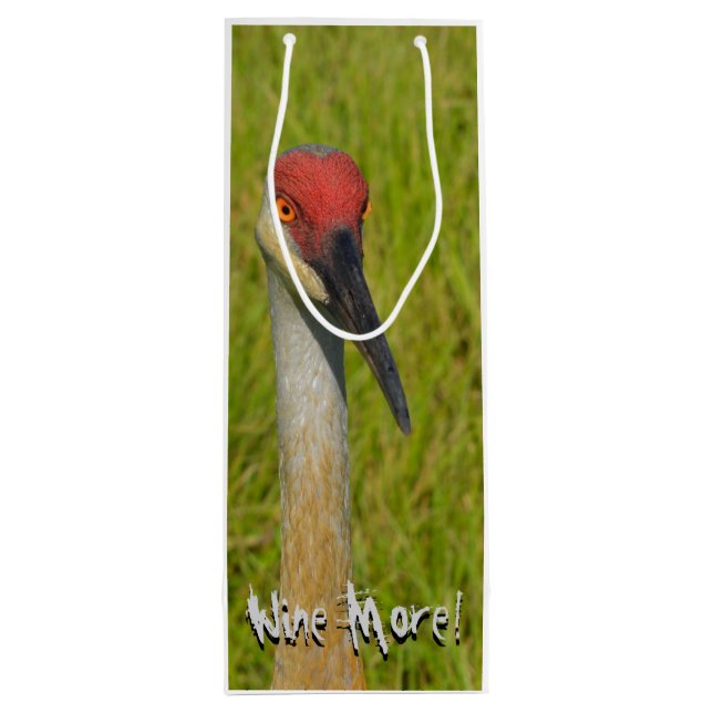 Wine More Whine Less Funny Sand Hill Crane Wine Gift Bag (Back)