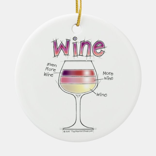 WINE, MORE WINE, EVEN MORE WINE CERAMIC ORNAMENT (Front)