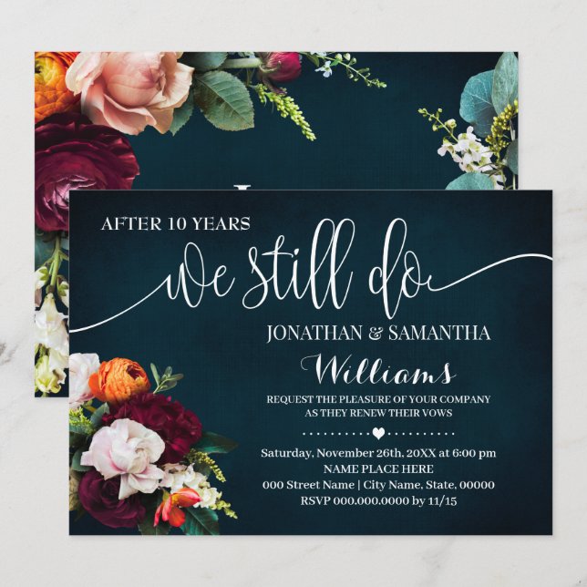 Wine Navy We Still Do Wedding Anniversary Invitation (Front/Back)