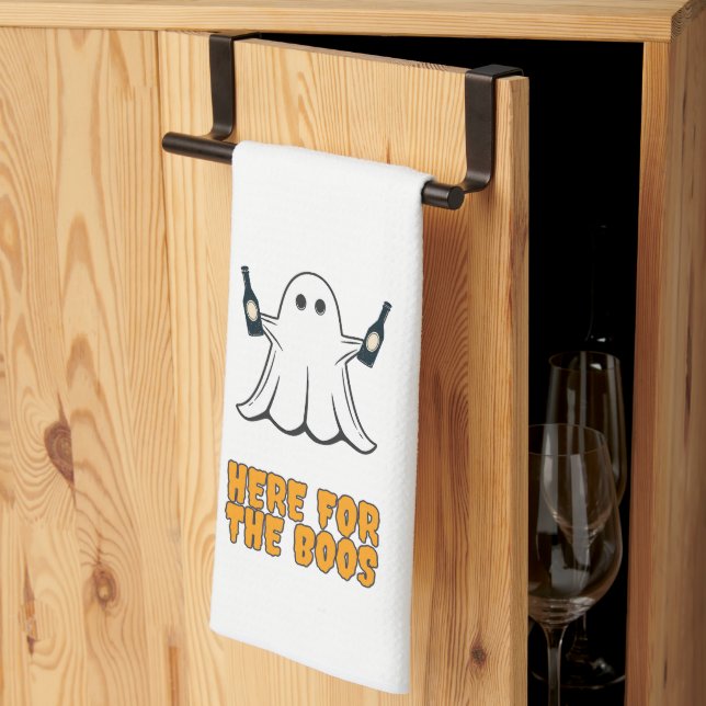 Wine Night Here for the Boos Halloween Towel (Thirds Fold)