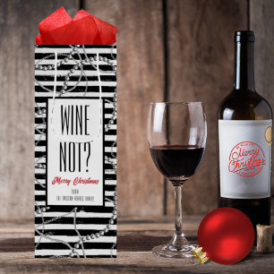 Wine Not Vintage Stripes Silver Pearls and Chains Gift Bag