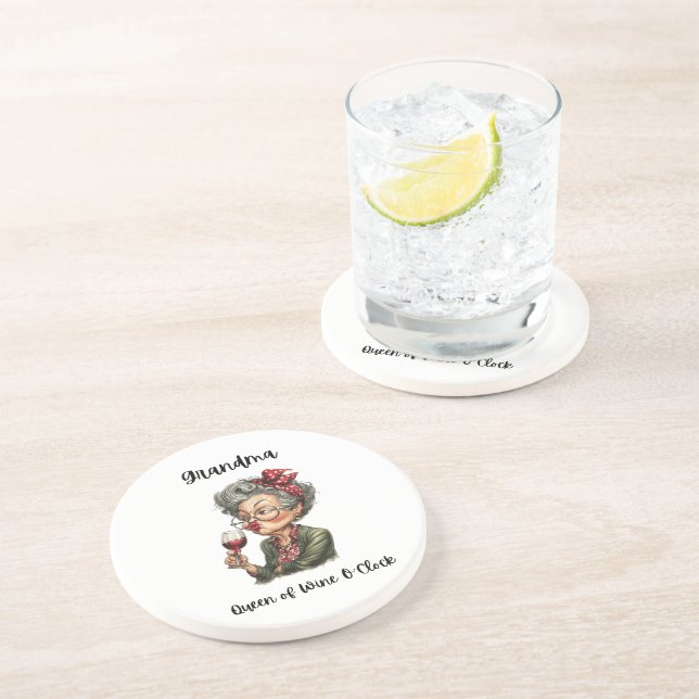 Wine O’Clock Queen Grandma Coaster (Side)