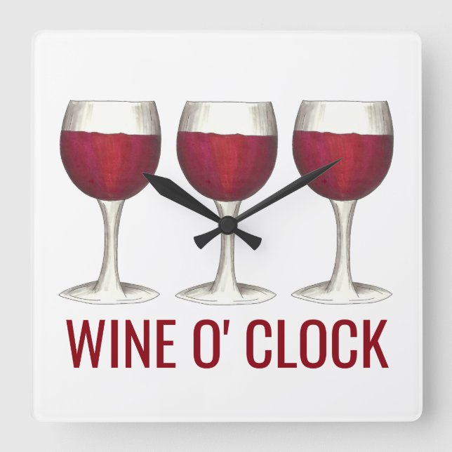 Wine O' Clock Red Wine Glass Glasses Winery Bar (Front)