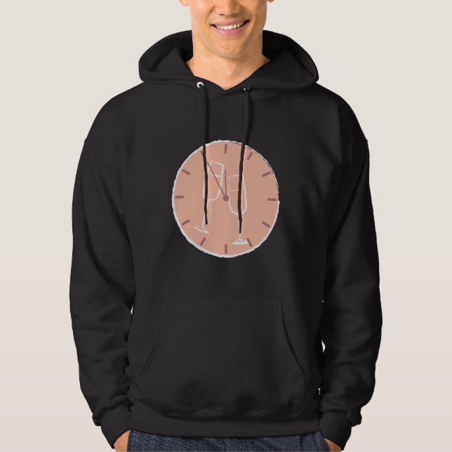 Wine O Clock White Glass No Text Hoodie (Front)