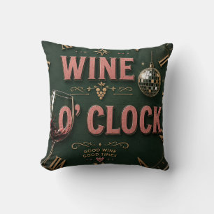 Wine O'Clock Elegant Home Bar Throw Pillow