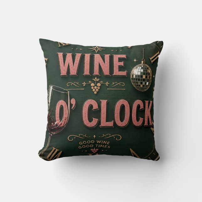 Wine O'Clock  Elegant Home Bar  Throw Pillow (Front)
