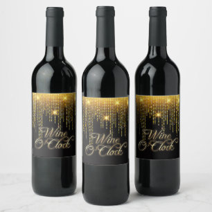 Wine O'Clock Gold Glitz Label