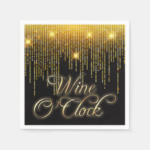 Wine O'Clock Gold Glitz Napkin