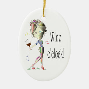 Wine o'clock! Humourous Wine saying gifts Ceramic Ornament