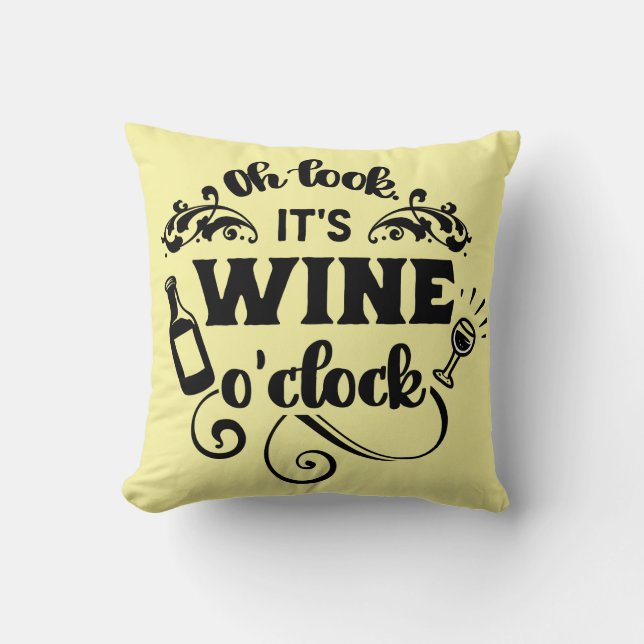 WINE O'CLOCK THROW PILLOW (Front)