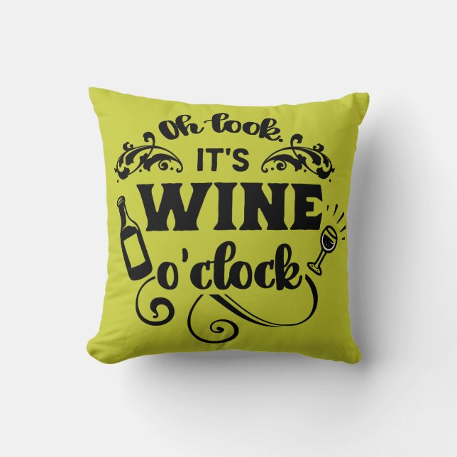 WINE O'CLOCK THROW PILLOW (Front)