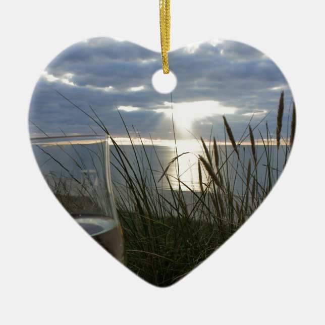 wine on the beach ceramic ornament (Front)